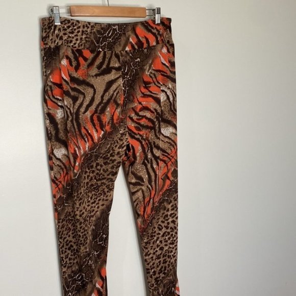 Susha Women Orange Brown Bohemian Animal Print Trouser Pants Size XL - Picture 8 of 11